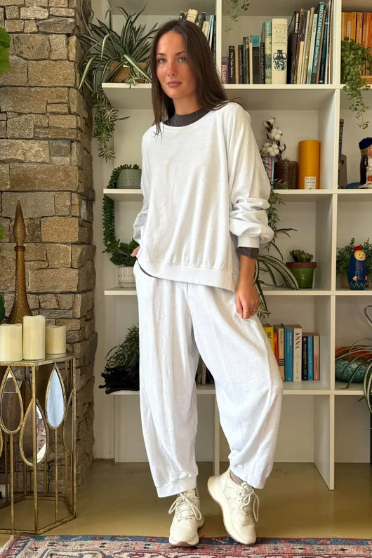 Terry B Lantern Sleeve Sweatshirt White